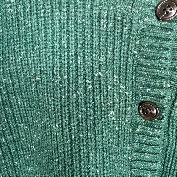Talbots Button Up Cardigan Green Ruffle Sleeve Cable Knit Sz XL Country grandma - Picture 7 of 11